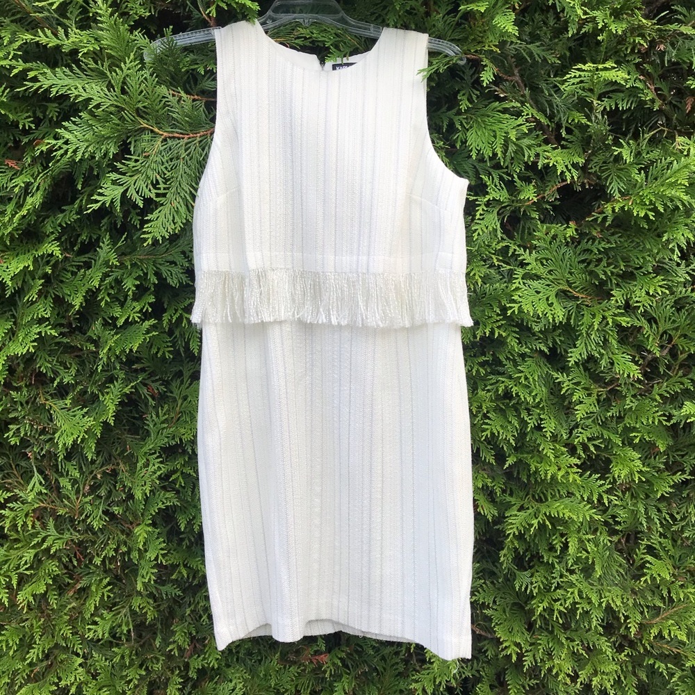 Brand New Karl Lagerfeld White Fringe Midi Dress